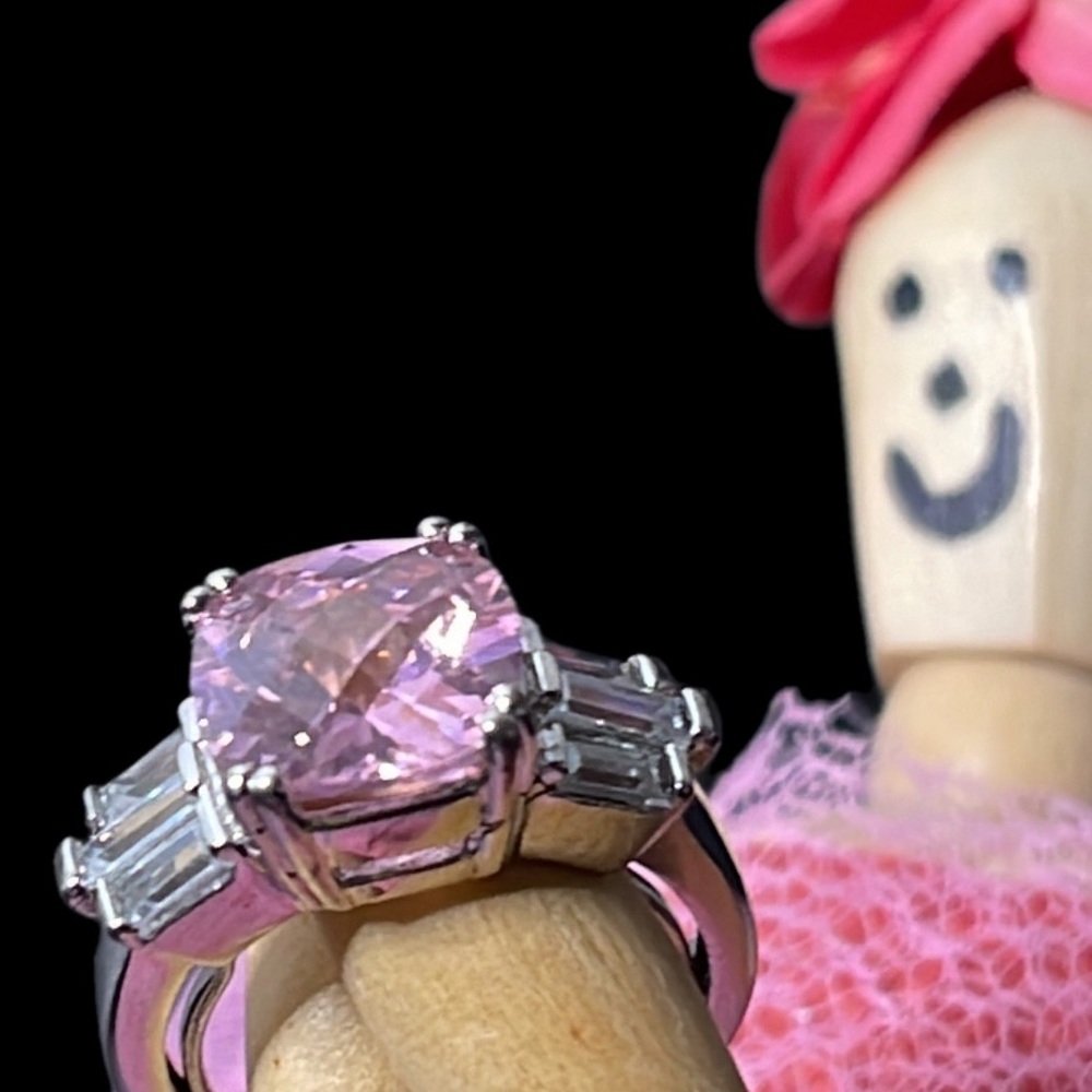 Pink Amethyst Rhinestone Statement Ring - image 4